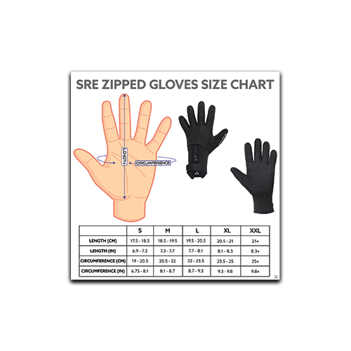 SRE Zipped Glove Size Chart